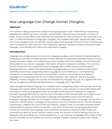 How Language Can Change Human Thoughts