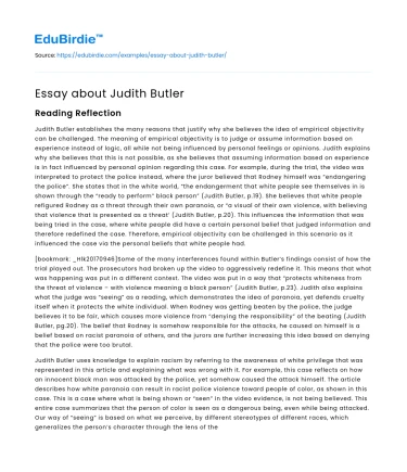 Essay about Judith Butler