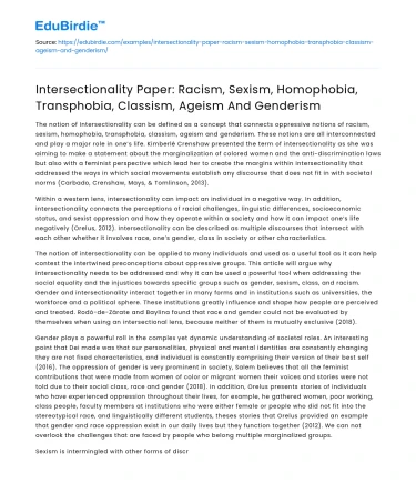 Intersectionality: Racism, Sexism, and Other Social Issues