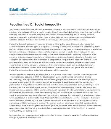 Peculiarities Of Social Inequality
