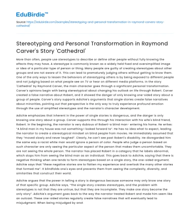 Transformation in Carver’s ‘Cathedral’