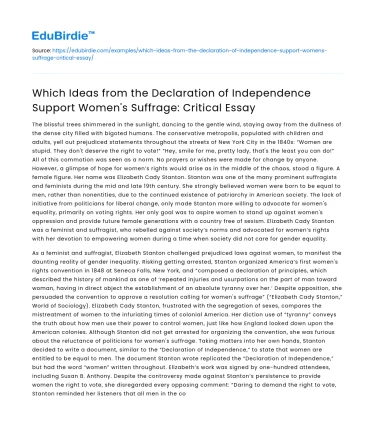 Declaration of Independence’s Support for Women’s Suffrage