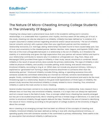 Micro-Cheating Among University of Baguio Students