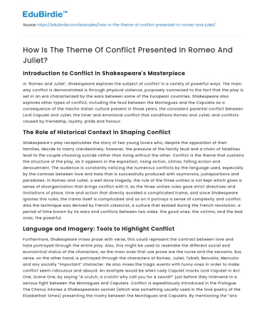 How Is The Theme Of Conflict Presented In Romeo And Juliet?