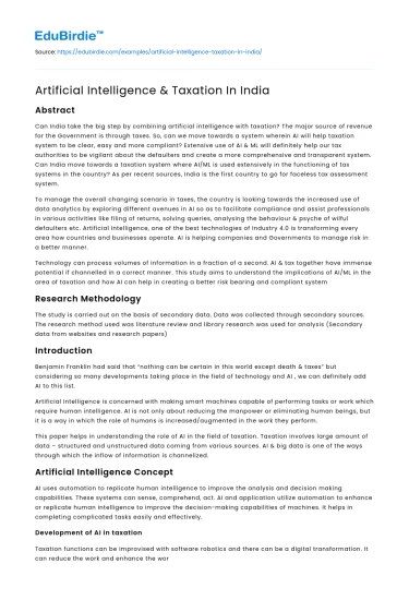 Artificial Intelligence & Taxation In India