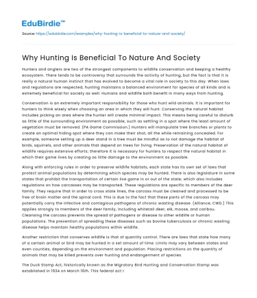 Why Hunting Is Beneficial To Nature And Society