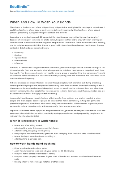 When And How To Wash Your Hands