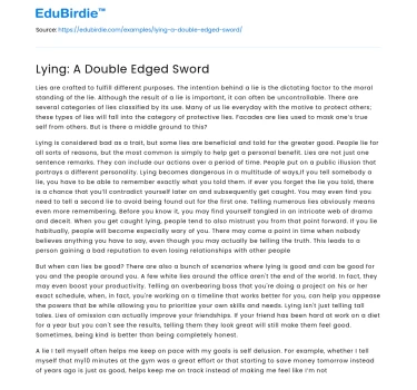 The Complexity of Deception: Lying as a Double-Edged Sword