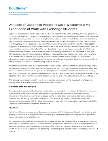 Japanese Attitudes Toward Westerners: My Exchange Student Experience