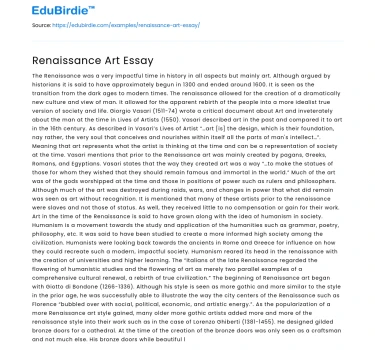 Renaissance Art Essay