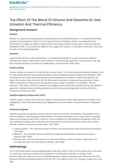 Ethanol-Gas Blend Impact on Emissions & Efficiency