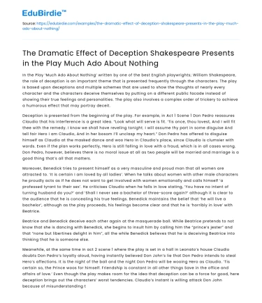 Deception’s Drama in Much Ado About Nothing