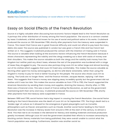 Essay on Social Effects of the French Revolution