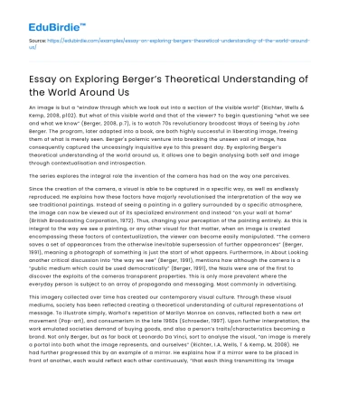 Berger’s Theory of the World Around Us