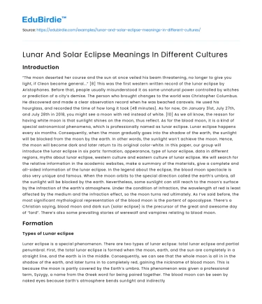 Lunar And Solar Eclipse Meanings In Different Cultures