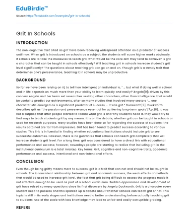 Grit In Schools