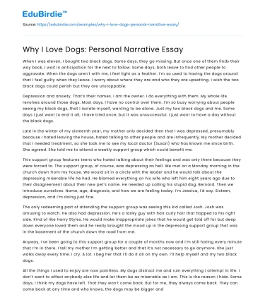 Why I Love Dogs: Personal Narrative Essay