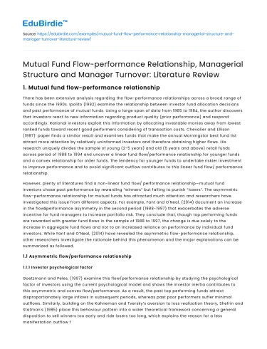 Mutual Fund Flow-performance Relationship and Managerial Structure
