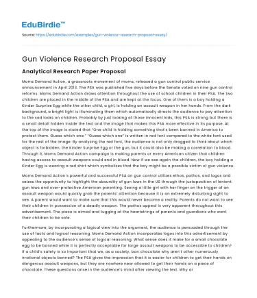 Gun Violence Research Proposal Essay