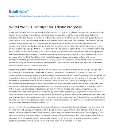World War I: A Catalyst for Artistic Progress