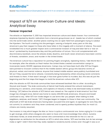 The Cultural Reverberations of 9/11 on American Society