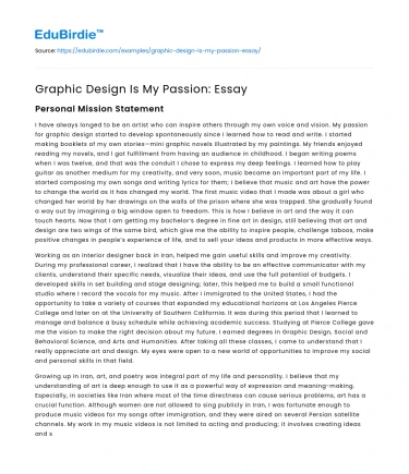 Graphic Design Is My Passion: Essay