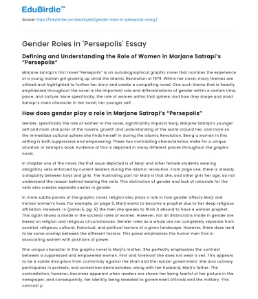 Gender Roles in ‘Persepolis’ Essay