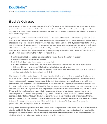 Iliad Vs Odyssey