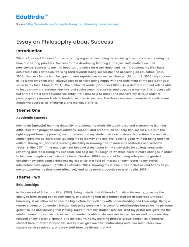 Essay on Philosophy about Success