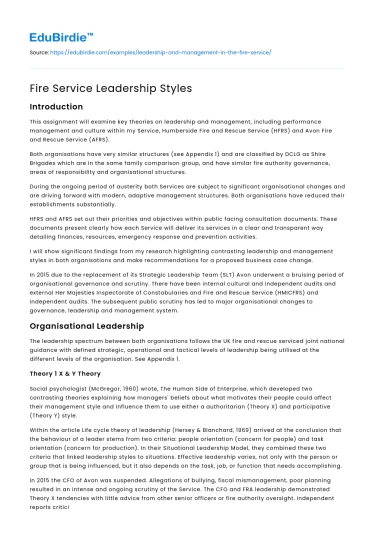 Fire Service Leadership Styles