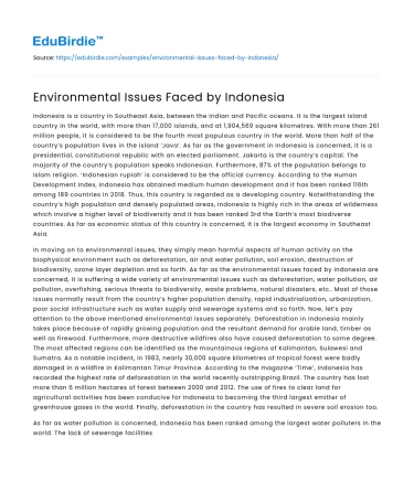 Environmental Issues Faced by Indonesia