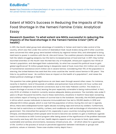 NGO Success in Yemeni Famine