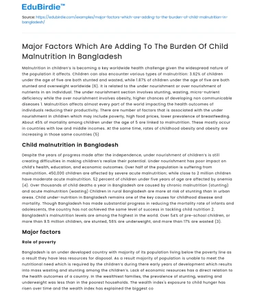 Factors contributing to child malnutrition in Bangladesh
