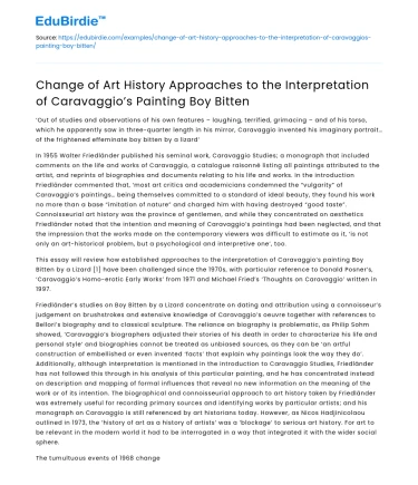 Revisiting Caravaggio’s Boy Bitten: New Art History Perspectives