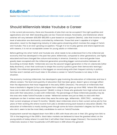 Should Millennials Make Youtube a Career