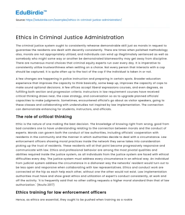 Ethical Frameworks in Criminal Justice Management