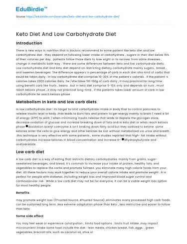The Efficacy of Keto and Low Carb Diets