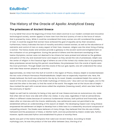 The History of the Oracle of Apollo: Analytical Essay
