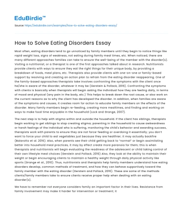 How to Solve Eating Disorders Essay