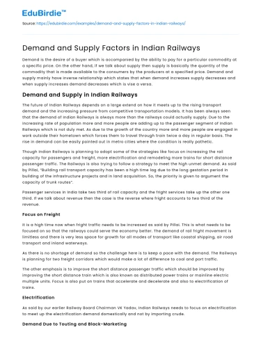 Factors Influencing Indian Railways: An Analysis