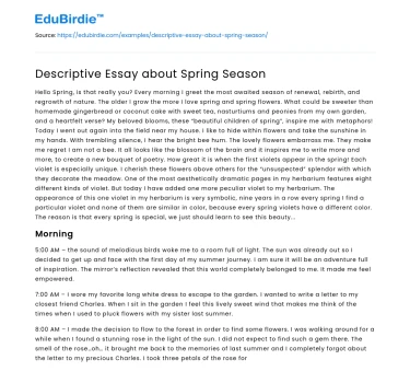 The Resplendence of Spring: A Descriptive Analysis
