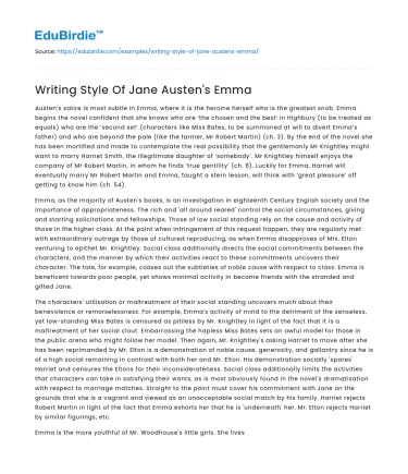 Writing Style Of Jane Austen’s Emma