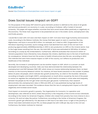 Does Social Issues Impact on GDP?
