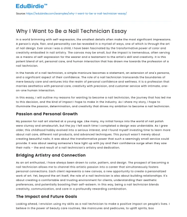 Why I Want to Be a Nail Technician Essay