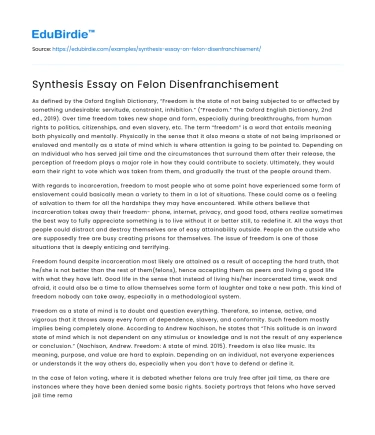 Synthesis Essay on Felon Disenfranchisement