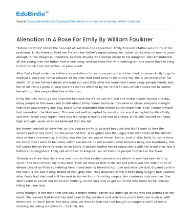 Alienation In A Rose For Emily By William Faulkner