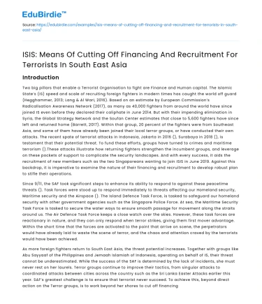 Cutting Off ISIS Financing and Recruitment in Southeast Asia