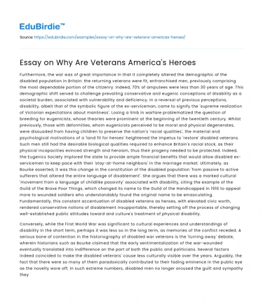 Essay on Why Are Veterans America’s Heroes