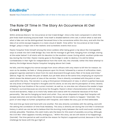 The Role Of Time In The Story An Occurrence At Owl Creek Bridge