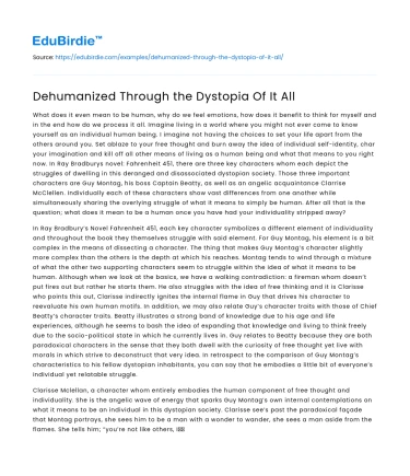 Dehumanized Through the Dystopia Of It All